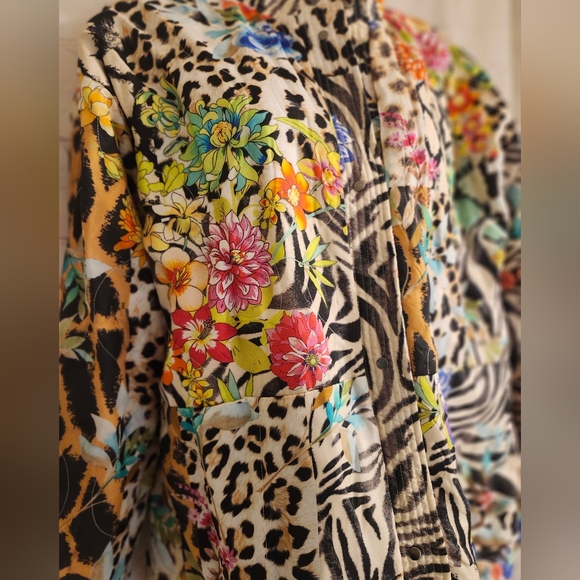 Johnny Was Multicolor Floral and Animal Print Silk Shacket - Picture 3 of 9
